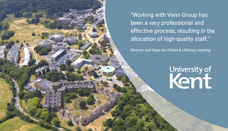 University of Kent campus with recruitment client quote