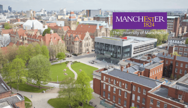 Aerial view of the University of Manchester campus